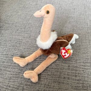 Stretch the Ostrich Beanie Baby by Ty with Tag Protector